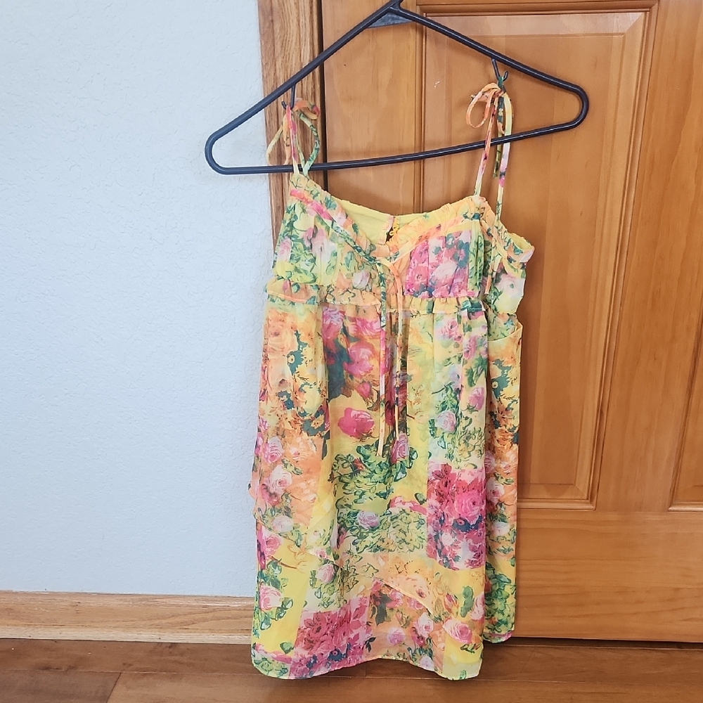 Women Corset Flower Print Spaghetti Strap Mini Dress